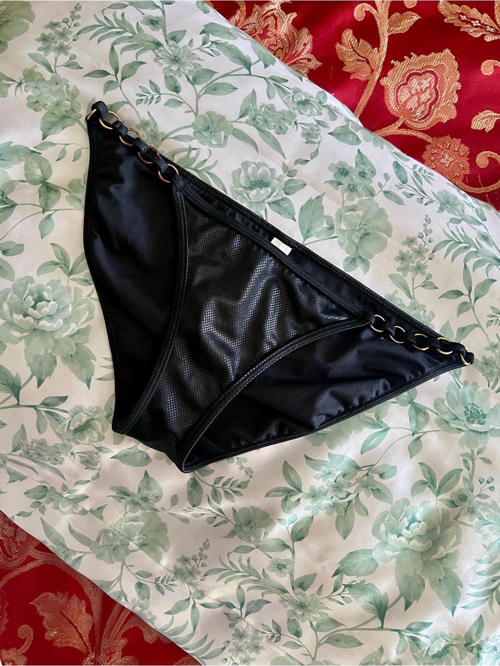 VS PINK Black Bikini Bottom with Gold Chain sides